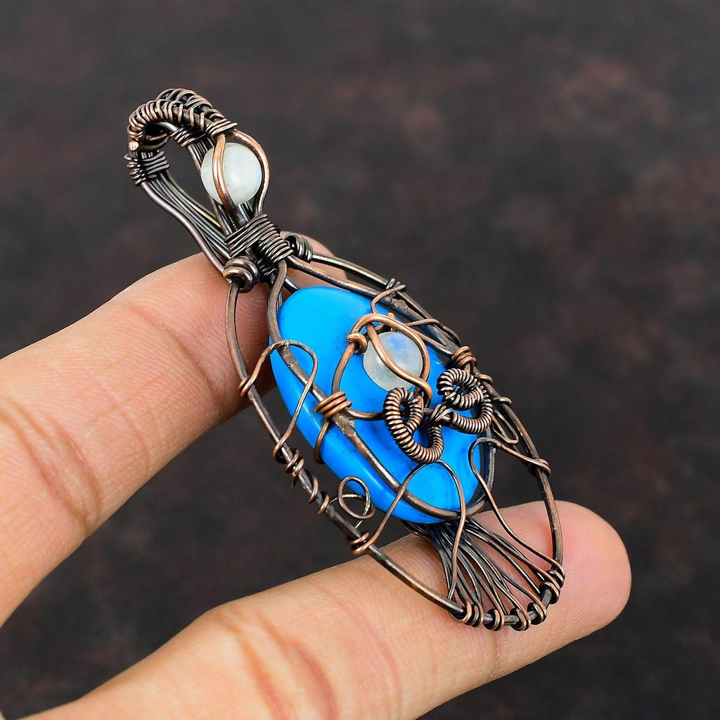 Дурной глаз Спящая красавица бирюзовый кулон медная проволока обернутый кулон радуга лунный камень кулон драгоценный камень ручная работа медные украшения для подарков