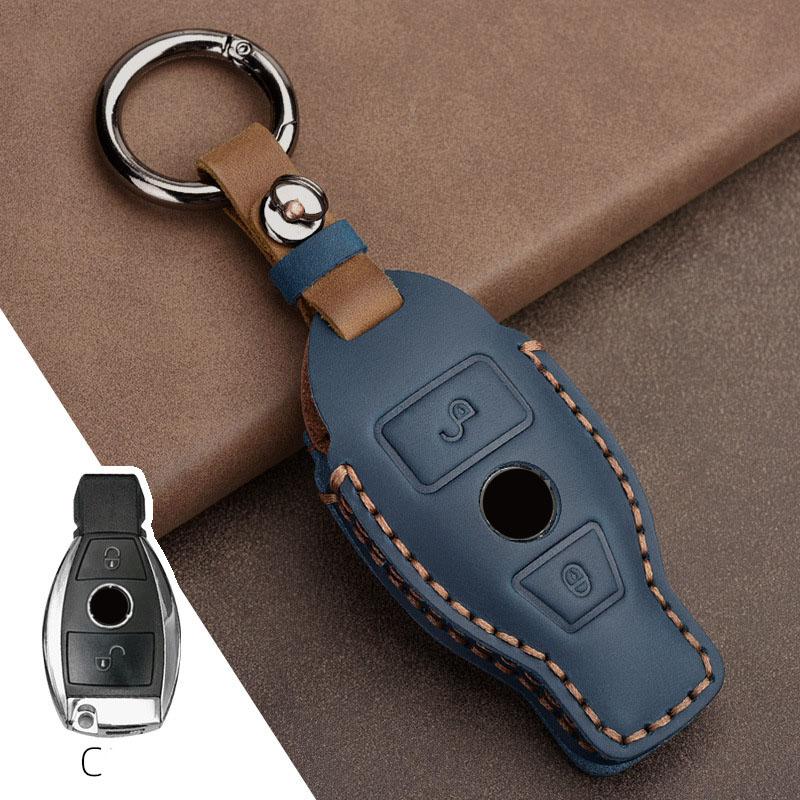Leather Car Key Case Cover For Mercedes Benz W211 W204 A B R G Class GLK GLA GLC GLR W210 W176 W202 W463 Accessories Protector