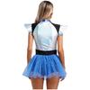 Womens Space Cadet Jumpsuit Flared Sleeve Front Zip Closure Sequined Tulle Skirt Attached Boyshorts Astronaut Cosplay Bodysuit