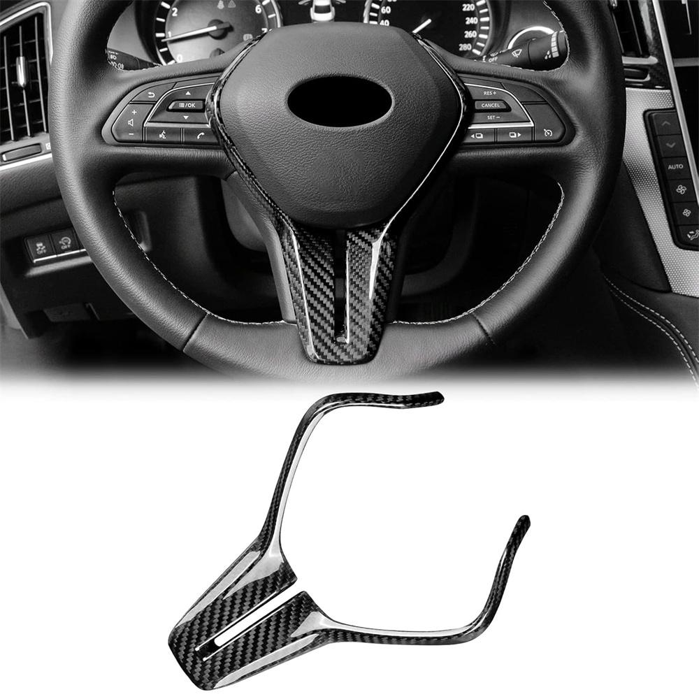 Real Carbon Fiber Steering Wheel Center Trim Cover For Infiniti Q50 Q60 2018-24