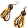 [L5219] - Designer Earrings 'Kilimanjaro' Brown Wood Beige