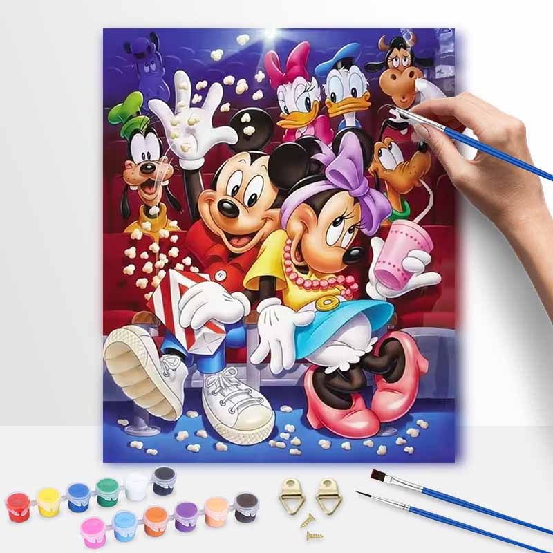 Disney Микки Минни Кинотеатр Раскраска по номерам Набор Рисование по номерам Холст DIY Картина Декор Дома Искусство Настенная Живопись Поделки Подарок