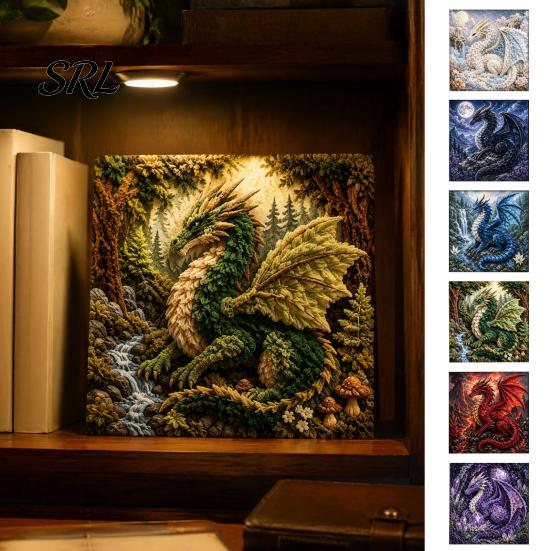 Fantasy Dragon Craft Set Fabric Poke Art Kit, Mythic DIY 3D Handmade Relief Wall Project, No-Sew Crafting Kit for Adults, Home Decor Theme