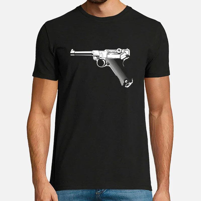Мужская футболка с коротким рукавом Luger Parabellum, повседневная, 100% хлопок, с круглым вырезом, летняя футболка