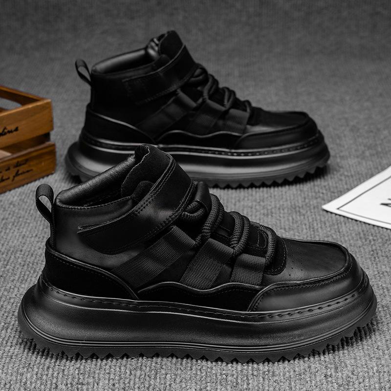 Европейская станция мужская обувь прямая трансляция осень и зима высокие кеды повседневная спортивная обувь для скейтборда модные студенты универсальная толстая подошва для увеличения роста да