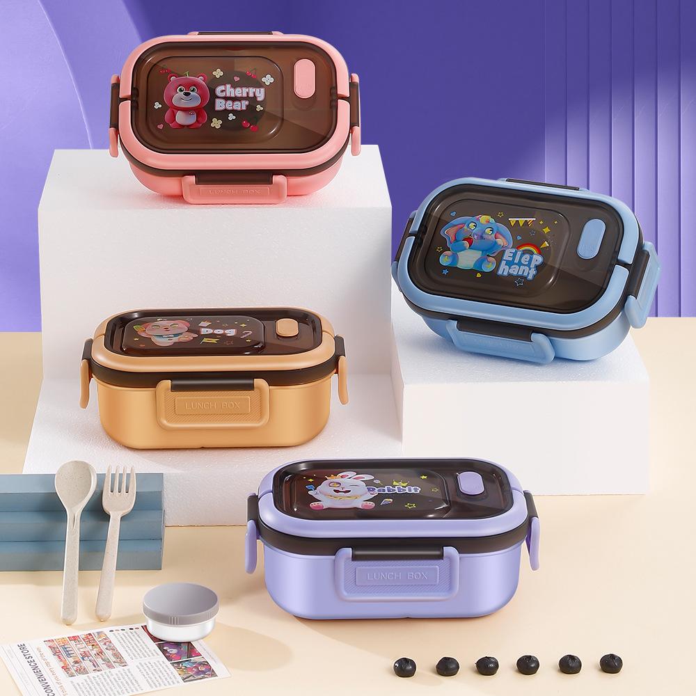1200 мл портативные мультяшные коробки Bento с вилкой и ложкой микроволновая печь свежий салат фрукты ланч-бокс контейнеры для хранения еды для пикника