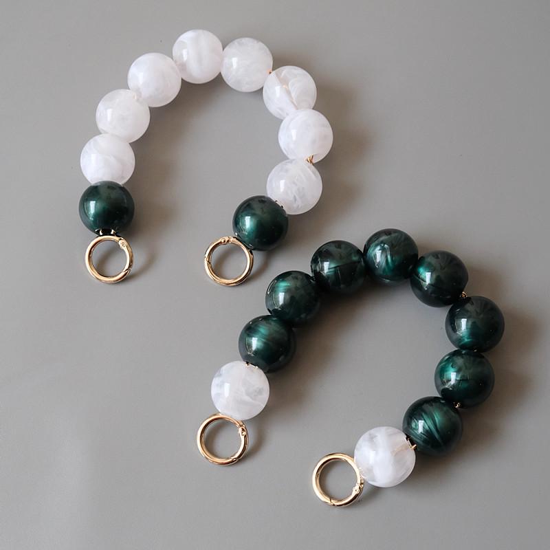 Новый аксессуар для женской сумки, белый, зеленый, часть из акриловой смолы, роскошный браслет из бисера ручной работы, женский сменный браслет с ручкой для сумки, обруч