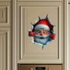 3D Pop-Up Santa Claus Wall Decal -Removable Christmas Sticker with Breaking Wall Effect for Home Decor, Damage-Free Installation
