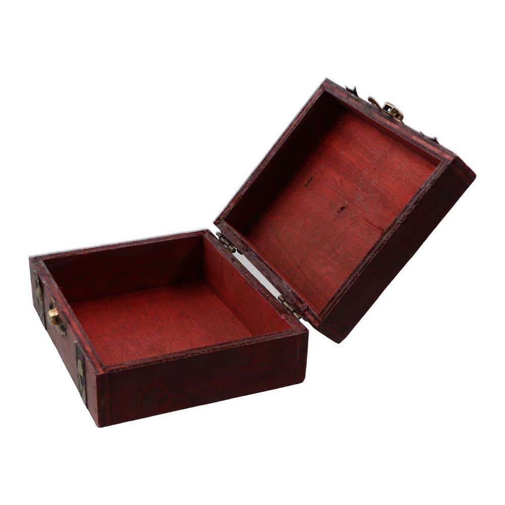 Wood Treasure Chest Antique Style Jewelry Box Vintage Storage Box Daily Necessities