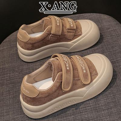 Туфли-липучки, кожаные кеды, женские туфли на платформе, белые туфли, новая осенняя женская обувь, повседневная спортивная обувь