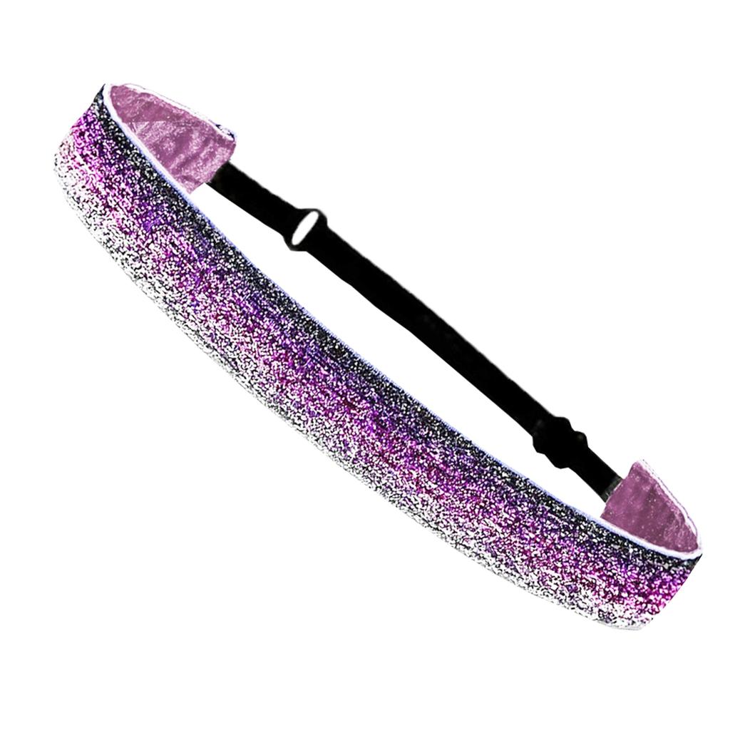 Adjustable Glitter Sequin Headbands for Women, Non Slip Velvet Lined Sports Yoga Hair Bands, Sparkly Elastic Head Wraps for Party Festival Gym Running