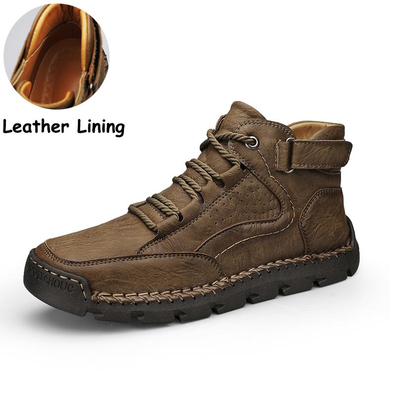 Men's Ankle Boots Handmade Plush Shoes Casual Shoes Autumn and Winter Plus Size 39-48