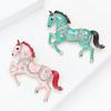Brooch Pin Galloping Horse Enamel Rhinestones Studded Brooch Chinese Zodiac Year of Horse Brooch Clothing Decoration