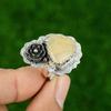 Plume Agate Gemstone Sterling Silver Promise Daughter Flower Bezel Ring Jewelry