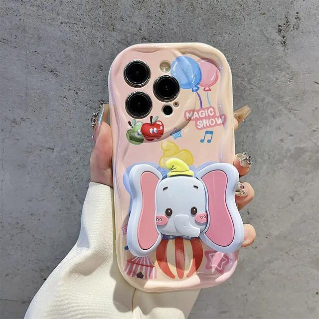 For Samsung Galaxy A05 A15 A35 A55 A04S A14 A24 A34 A54 A13 A33 A53 A32 A52 Magic Show Elephant Ear Holder Cartoon Phone Case