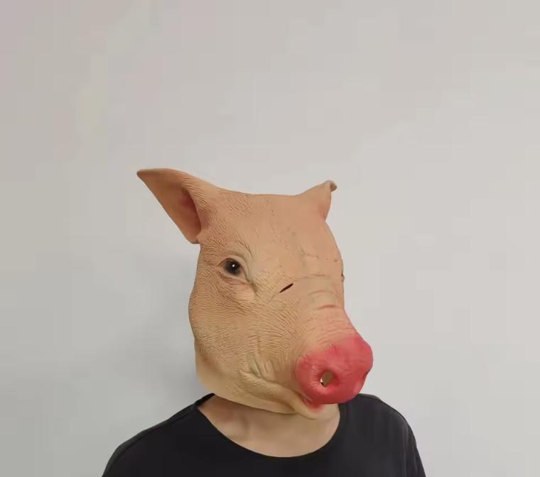 Funny Simulated Bald Pig Head Mask Halloween Dance Party Performance Props Animal Mask Headgear