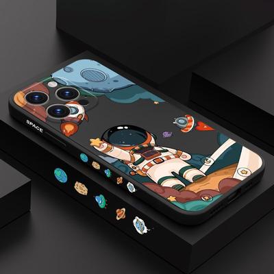 Чехол Ракета Астронавт Мягкий Жидкий Силикон Защита от Падений Чехол-накладка для iPhone 16 16e 15 Pro Max 14 Plus 13 12 11 Samsung Galaxy S25 S25 XiaoMi Redmi