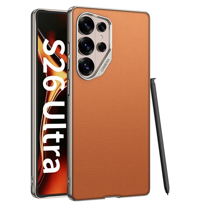 Совместимый с Samsung S26 Ultra Простой кожаный матовый защитный чехол с дизайном для линз с большим отверстием.