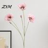 Realistic Faux Plants for Wedding 5 Heads Artificial Poppies Flowers with Stems, Silk Fake Flowers, Natural Look Floral Stems Bouquet Table