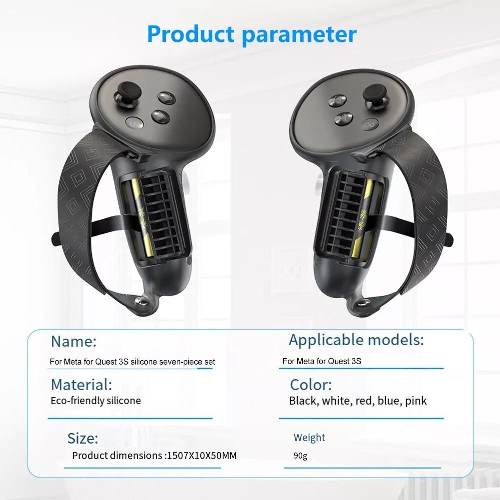 Для Meta Quest 3S аксессуары, Quest 3S VR силиконовая маска для лица, VR Shell Cover, Quest 3S Touch Controller Grip Cover, крышка объектива, крышка для глаз