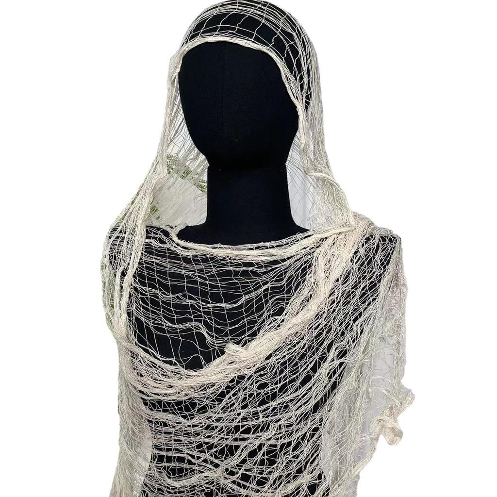 Fashionable Mesh Shawl Distressed Neck Scarf Soft and Elegant Netted Shawl Shoulder Wrap for Daily Use and Formal Event