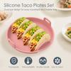 2Pcs Silicone Taco Plate Easy To Access Taco Shell Holder with Handle Anti Scald Tortilla Serving Plate Easy To Move for Party