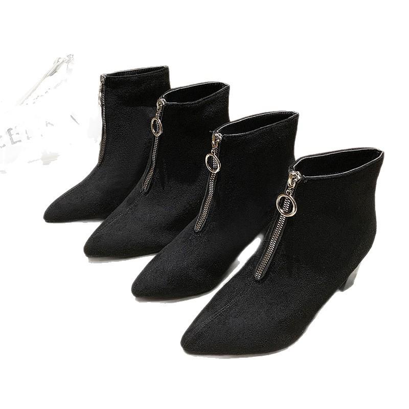 Новая обувь модная и универсальная: Ботильоны, Высокие каблуки, Остроносые узкие ботинки и Ботинки на платформе