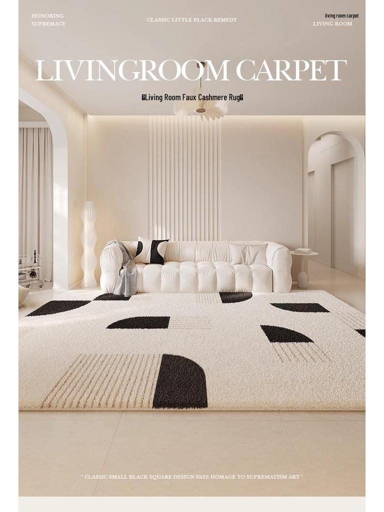 Плюшевый Нескользящий Ковер из Искусственного Кашемира, Большой Зимний Напольный Коврик с Обметанными Краями