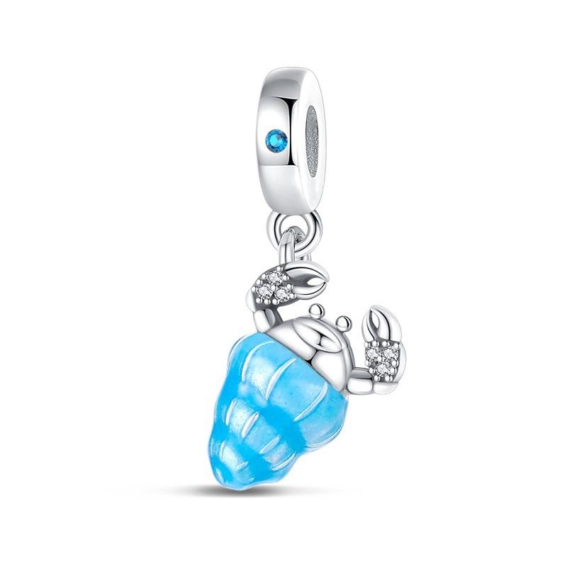 S925 Silver DIY Glow In The Dark Pendant Charms Colorful Butterfly Crab Octopus Jewelry Accessories