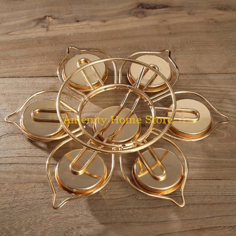 F26C Butter Lamp Holder Pure Copper Candlestick Candle Holder Seven Star Lamp Holder Lotus Buddha Lamp Base