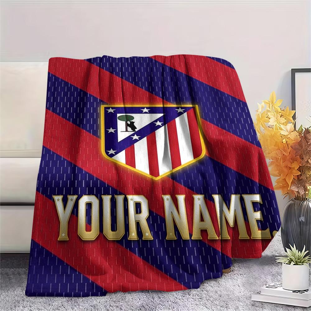 1PC Atletico Fan Gear Custom Name Patterned Flannel Blanket Suitable For All Seasons For Home Decor Warmth And Comfort Gifts Holiday Present