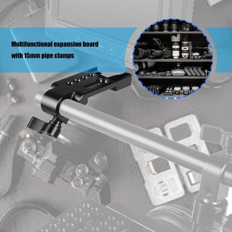 1 Set Photography Mounting Board 15mm Pipe Clamp Secure Camera Plate Multiple Thread Holes Aluminum Construction
