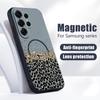Золотой чехол с леопардовым принтом для Samsung S26 Edge S25 FE S24 Plus S23 S22 Ultra A15 A16 A17 A35 A36 A37 A54 A55 A56 A57 5G Магнитный гибридный матовый чехол