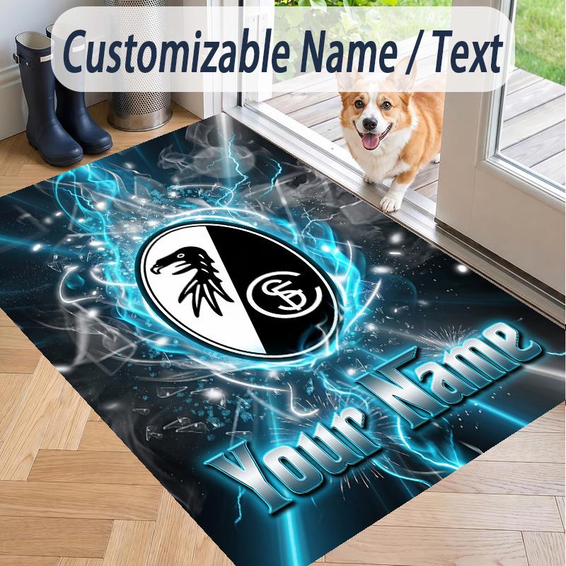 Custom Text Printed Rug SC Freiburg FC Non Slip Floor Carpet For Home Room Decor