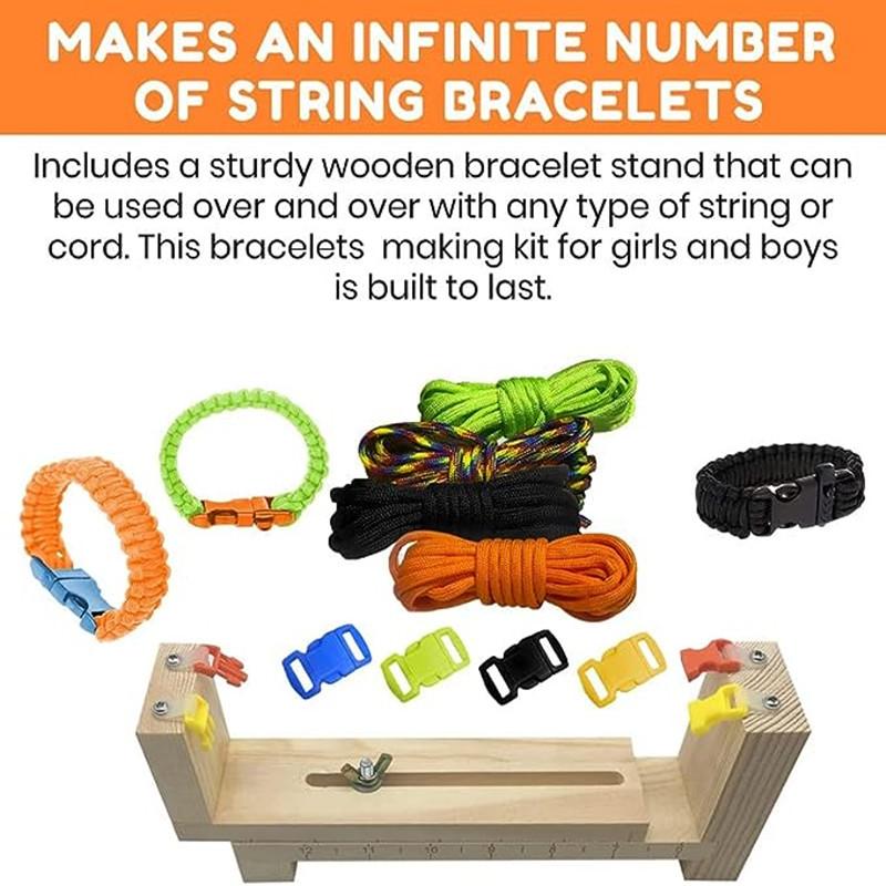 NobleEagle Adjustable Paracord Jig Set for DIY Craft Bracelets Lanyard Weaving Maker Wooden Frame Braiding Tool Kit