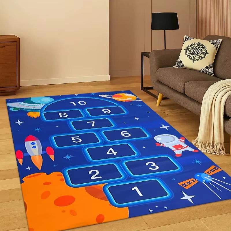 Cartoon Hopscotch Kids Area Rug Non Slip Soft Washable Playroom Nursery Bedroom Educational Game Floor Mat