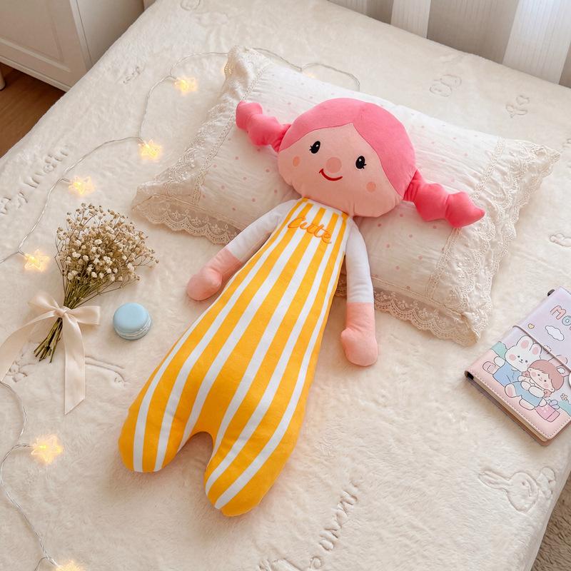 6090Cm Colorful Hair Female Plush Humanoid Pillow Stuffed Stripe Sleeping Bolster Companion Present
