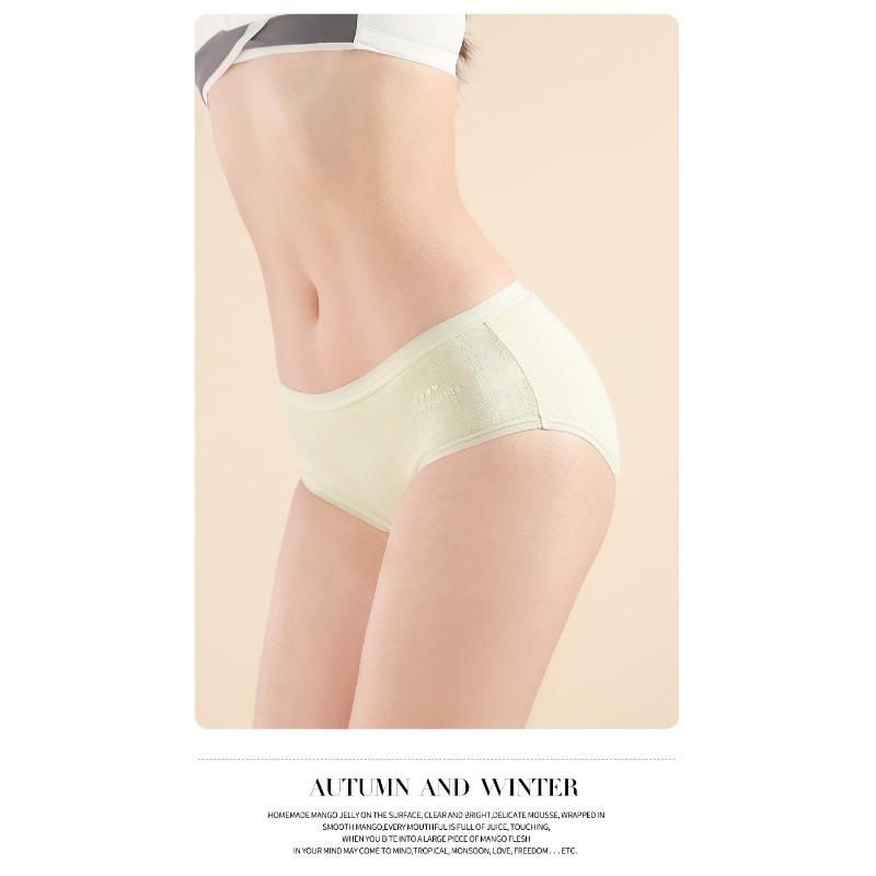 Women Girls Pure Cotton Mid Waist Breathable Antibacterial Solid Brief Underwear