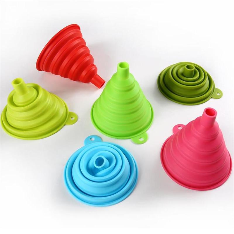 High Quality Food Grade Silicone Gel Folding Funnel Folding Telescopic Long Neck Funnel Liquid Filling Kitchen Tools