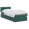 LED Storage Bed with Mattress Dark Green 90 x 200 cm Velvet