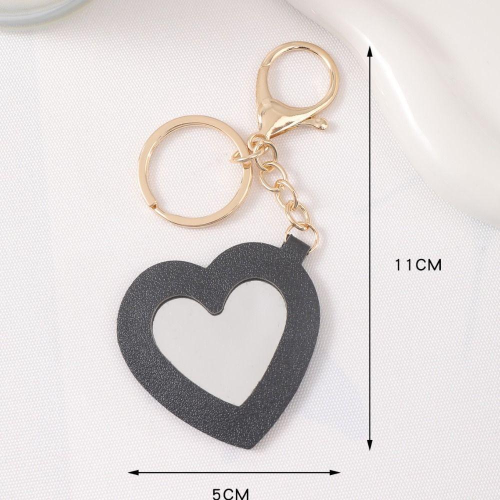 Leather Heart Cosmetic Mirro Keyring Trinket Makeup Mini Mirror Birthday Kids Gift