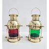 Vintage Shiny Brass Electric Red/Green Lamp Maritime Ship Lantern Boat Light Home Decorative