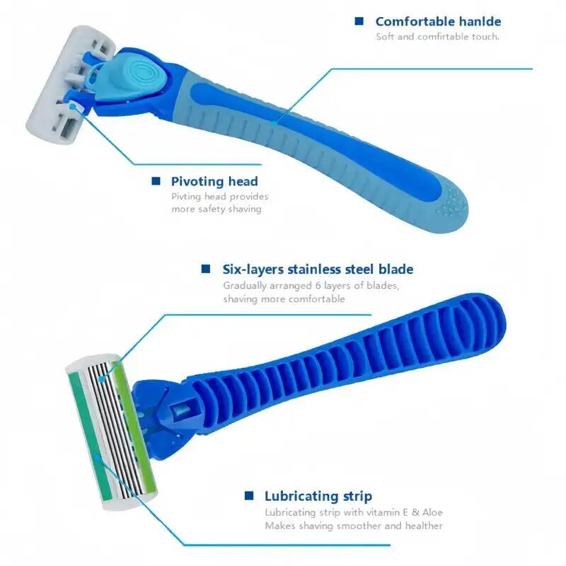 6-слойный женский нож для удаления волос, съемное и сменное лезвие для соскабливания волос, подходит для удаления волос на теле у женщин