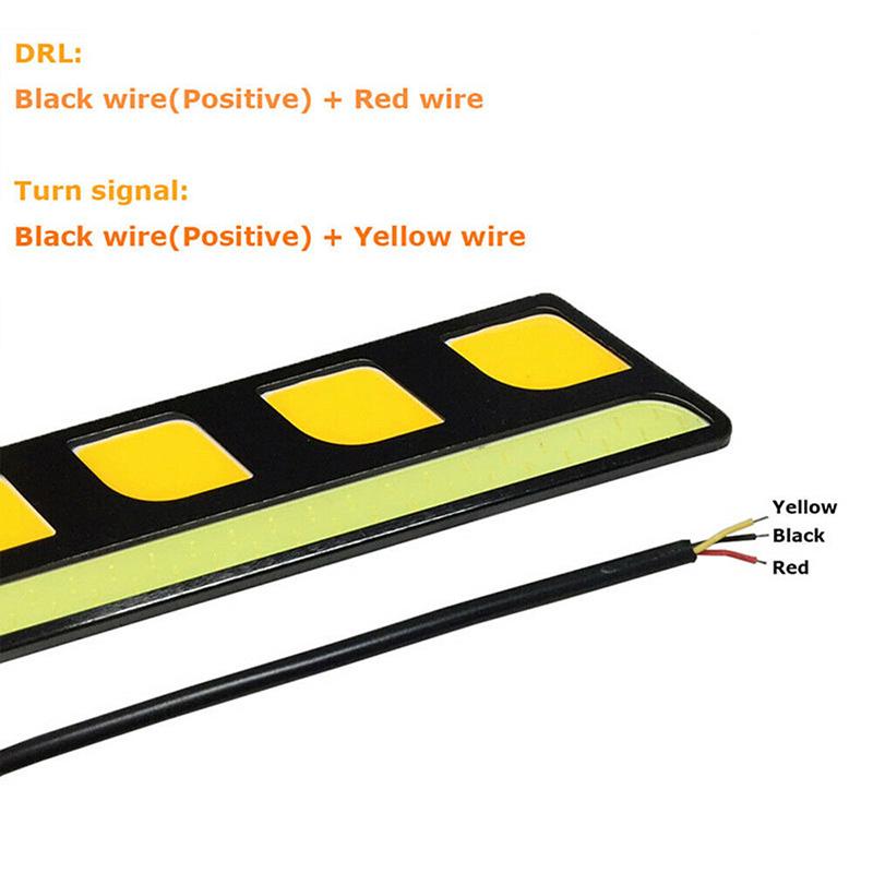 1Pc Led Cob Fog Lamp Car Daytime Running Drl Waterproof With Turn Signal Light