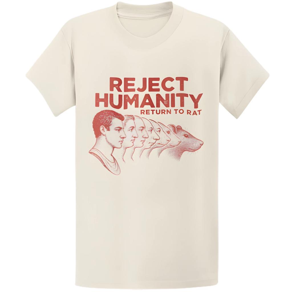 Gildan 5000 Reject Humanity Become Rat T-Shirt, Vintage Funny Rat Lover Gift Tee