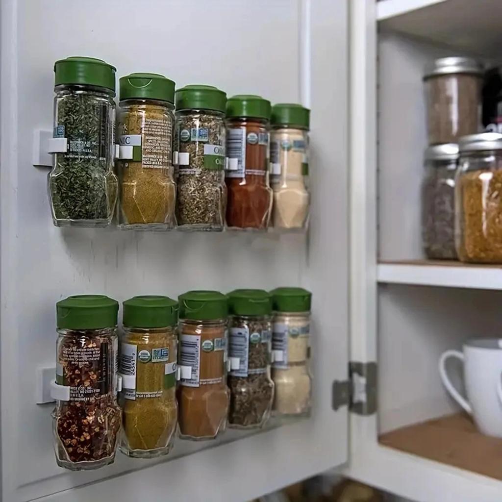 20 pcs/4 rows of spice racks wall-mounted seasoning bottle sorting and storage racks non-punching hanging storage racks 2