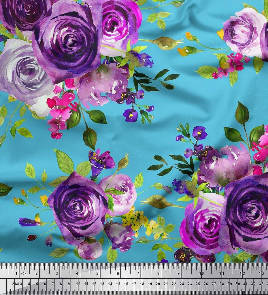 Soimoi Японский креп-атлас с принтом листьев и цветов розы по метрам 42 дюйма