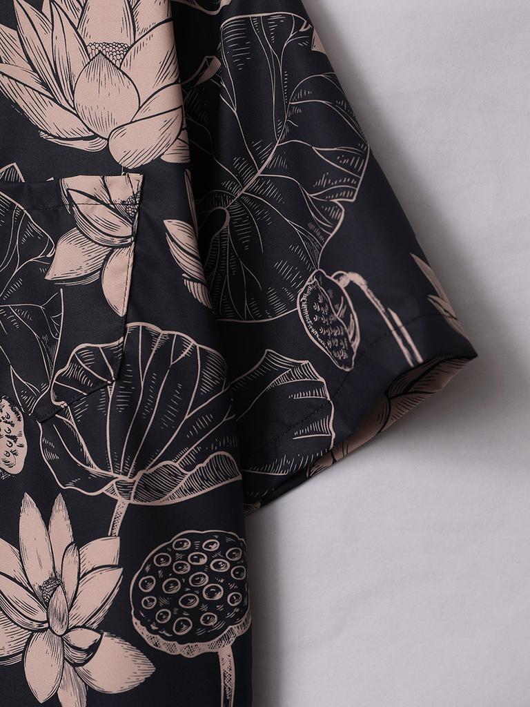 Рубашки свободного покроя в стиле ретро с цветочным принтом в стиле HK Wind, повседневные рубашки с короткими рукавами для мужчин и женщин на лето, распродажа