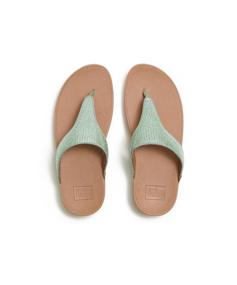 Женские сандалии Fitflop Lulu с кристаллами и ремешком между пальцами - Металлический матовый шалфей (Ft64K2T15M)