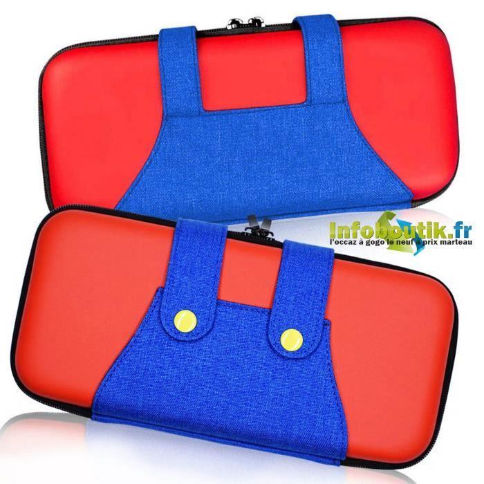 Housse de protection - Infoboutik - Rouge - Compatible Nintendo Switch/OLED/LITE - Néoprène - Rangement intégré